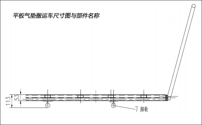 平板氣墊搬運車尺寸圖與部件名稱